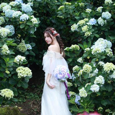 Beautiful Bride and Hydrangea Flowers - 14