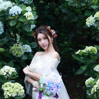 Beautiful Bride and Hydrangea Flowers - 18