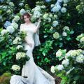 Beautiful Bride and Hydrangea Flowers - 55