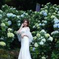 Beautiful Bride and Hydrangea Flowers - 01