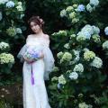 Beautiful Bride and Hydrangea Flowers - 09