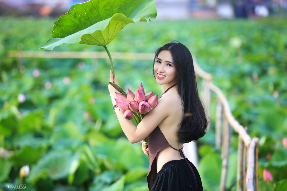 Hồng Rubyshi - Cô gái và hoa sen – photo 1