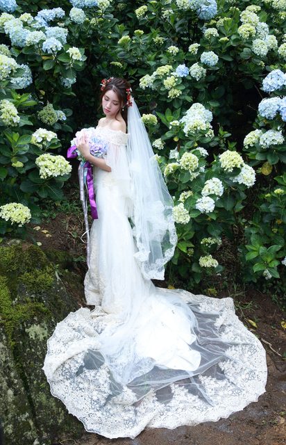 Beautiful Bride and Hydrangea Flowers – photo 30