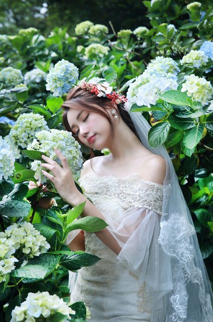 Beautiful Bride and Hydrangea Flowers – photo 41
