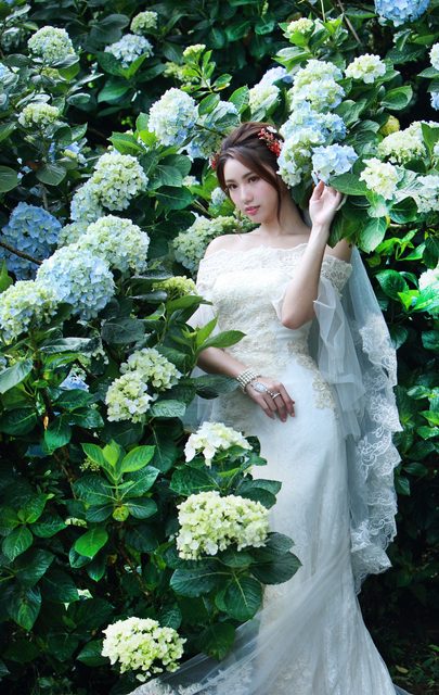 Beautiful Bride and Hydrangea Flowers – photo 42