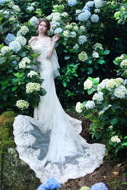 Beautiful Bride and Hydrangea Flowers – photo 54
