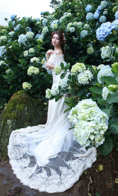 Beautiful Bride and Hydrangea Flowers – photo 56