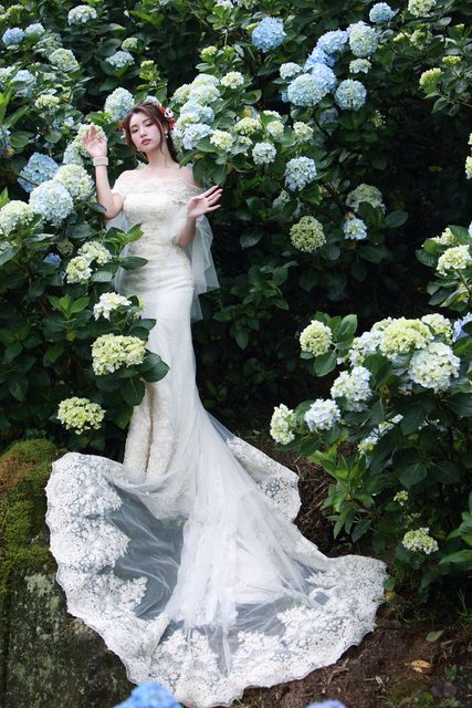 Beautiful Bride and Hydrangea Flowers – photo 57