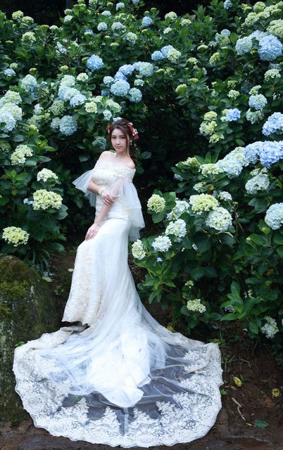 Beautiful Bride and Hydrangea Flowers – photo 62
