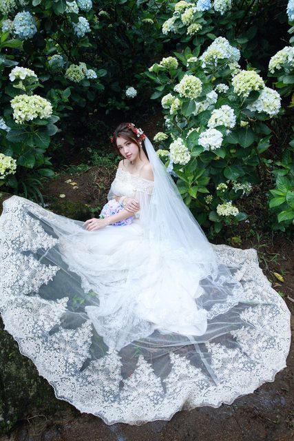 Beautiful Bride and Hydrangea Flowers – photo 32