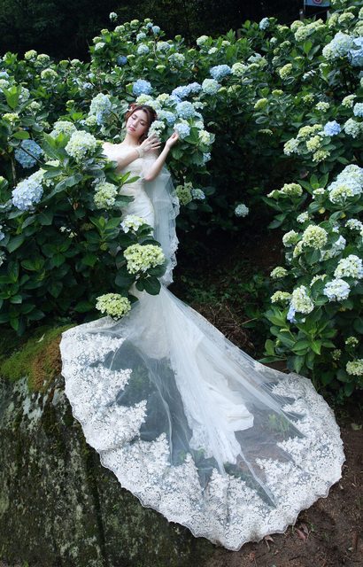 Beautiful Bride and Hydrangea Flowers – photo 40