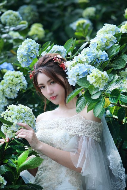 Beautiful Bride and Hydrangea Flowers – photo 44