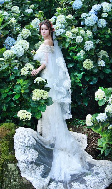 Beautiful Bride and Hydrangea Flowers – photo 52